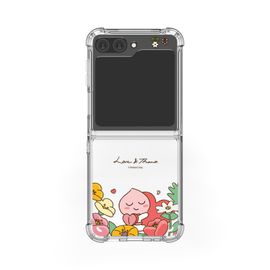 [S2B] LITTLE KAKAO FRIENDS Clear TPU+PC Bumper Case for Galaxy Z Flip6 – Dual Protection, Shock-Absorbing Corners, Side Loop Strap Hole, Precise Fit - Made in Korea